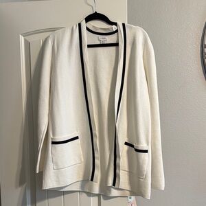 J. Crew Open-Front Cardigan with Black Trim